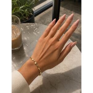 Gold Tone Metal Chain Bracelet Asymmetrical Geometric Link Fashion Jewelry